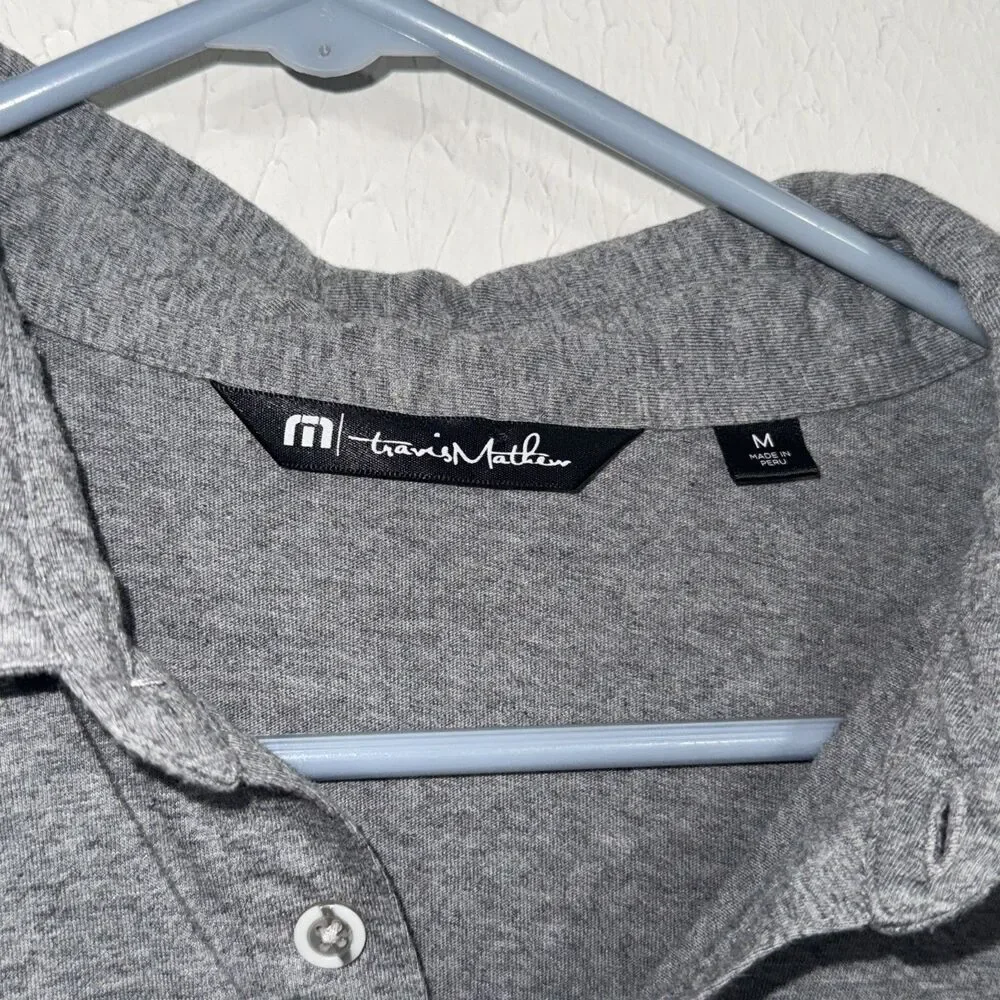 Travis Mathew Golf Polo Shirt Mens Sz Medium Gray Striped Performance